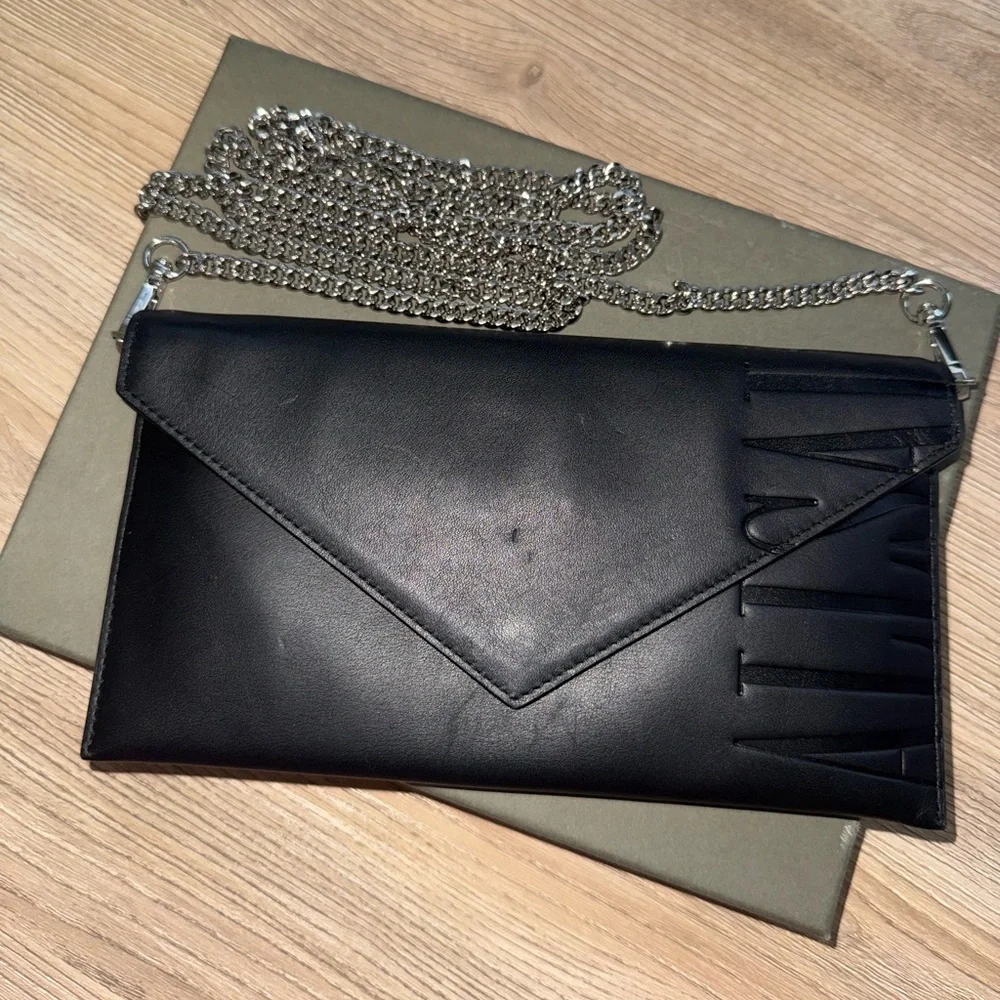 ALL SAINTS Crossbody Envelope Bag with Silver Hardware - Picture 2 of 6